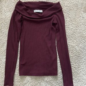 A&F burgundy off the shoulder sweater